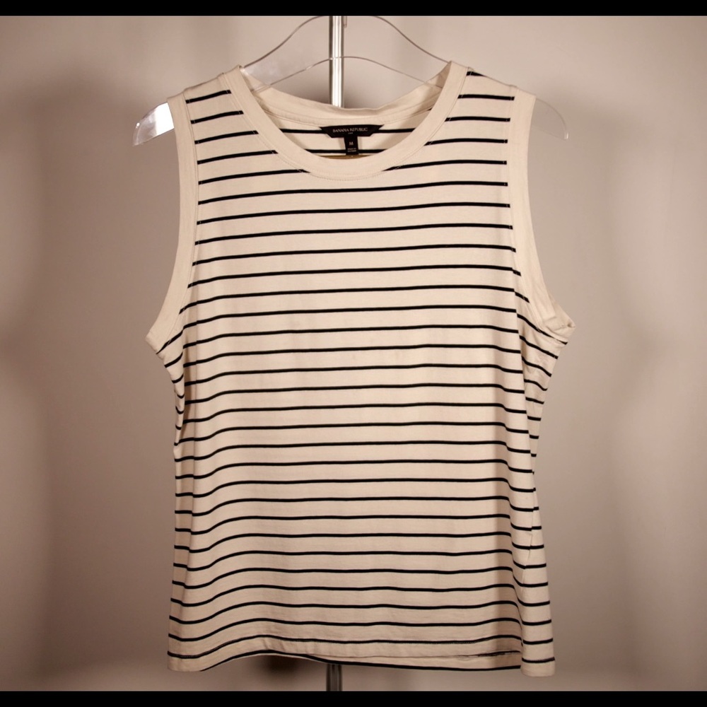 Banana Republic Beige and black stripe tank top